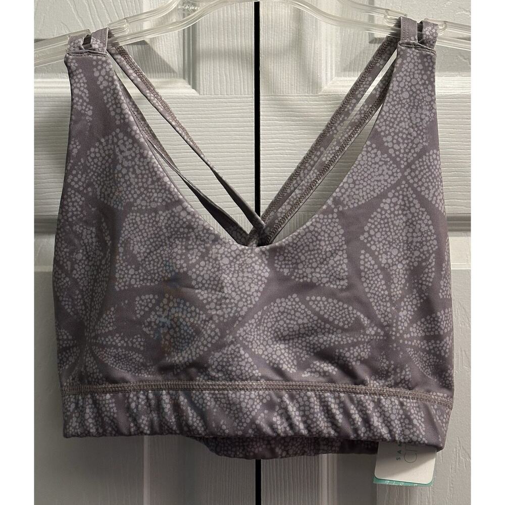 San Francisco City Lights Gray Lotus Dot Strappy Sports Bra Size Medium NEW